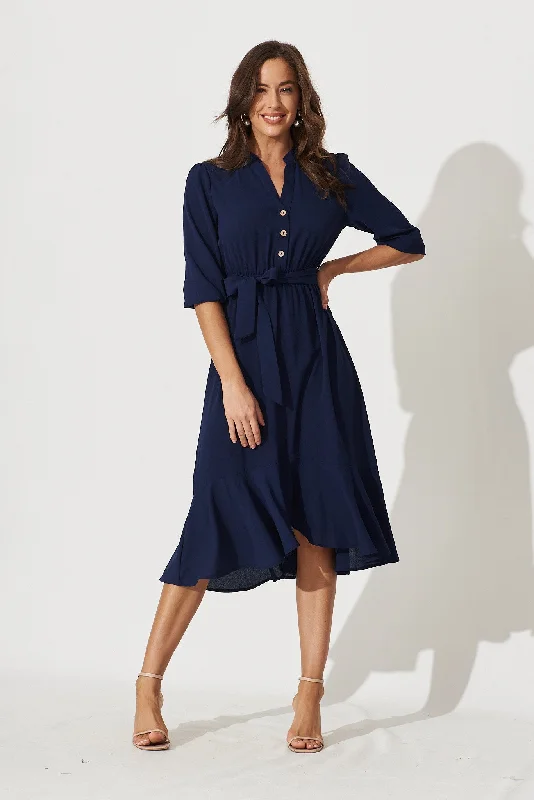 Jemimah Midi Dress In Navy