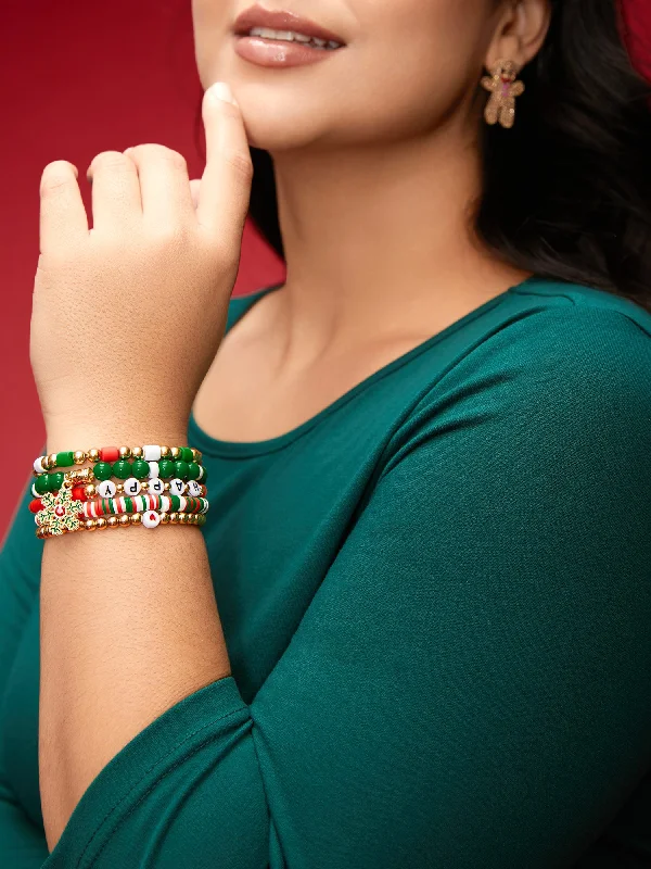 Red-Green Adjustable Snowflake Bracelet