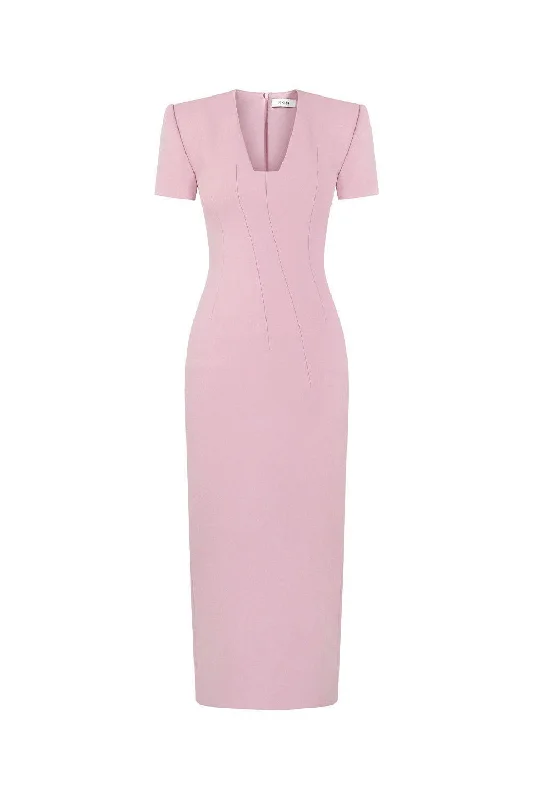 Sheffield Sheath Short Sleeved Crepe Midi Dress