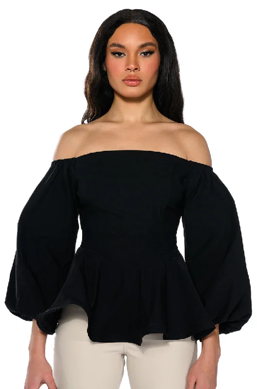 EVELYN OFF THE SHOULDER POPLIN BLOUSE