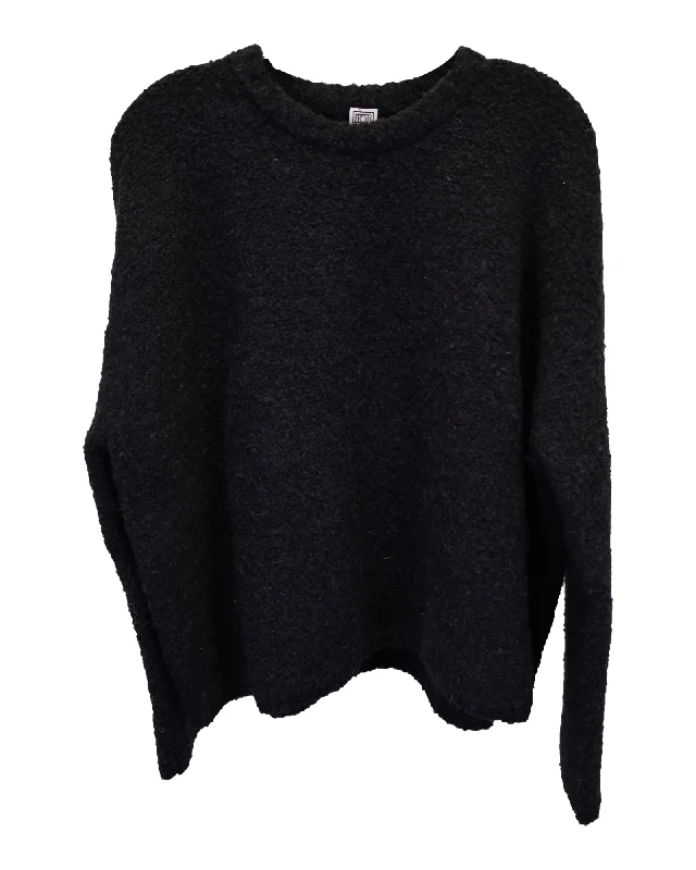 Totême Boxy Bouclé Knit Sweater in Black Wool Blend