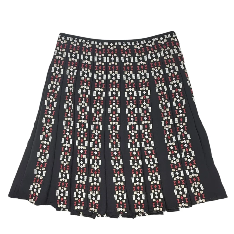 Embroidered Pleated Midi Skirt By Ann Taylor In Geometric Pattern, Size: 6