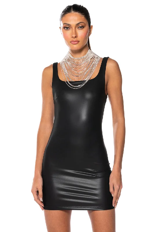 KILL OF THE NIGHT SQUARE NECK MINI DRESS IN BLACK