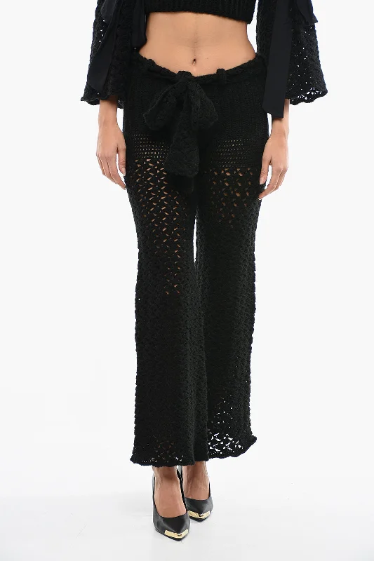 Matimì Knitted Openwork Trousers with Wide Leg