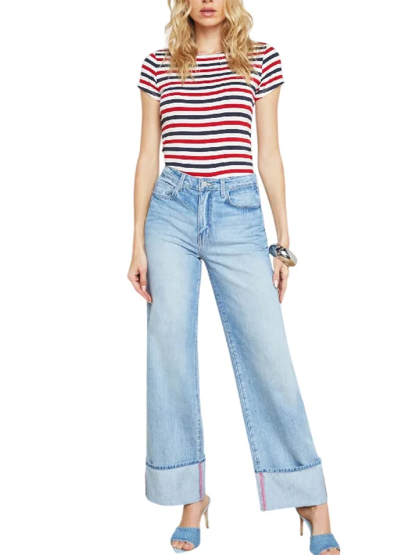 Miley Ultra High Rise Wide Leg Cuff Jeans In Emerson