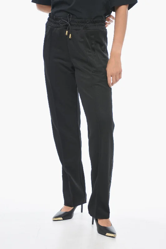 Palm Angels Cotton Track Pants with Lurex Embroideries